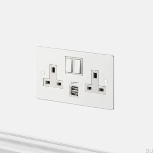 Enchufe Doble 2G Enchufe Uk USB 3.1A Blanco
