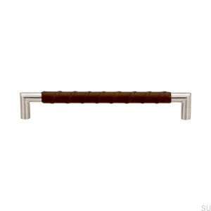 Tirador para mueble rectangular Standard 12 192 Piel marrón. Acero inoxidable