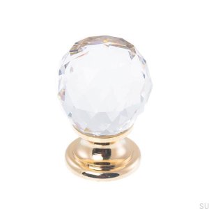 Pomo para mueble 9992 Crystal con base dorada