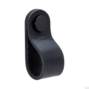 Tirador para mueble Loop Round 65 cuero negro con negro