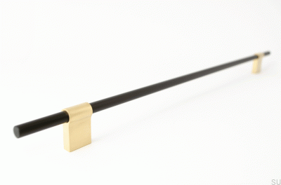 Tirador para mueble alargado Line Mix 342 Metal negro con latón cepillado
