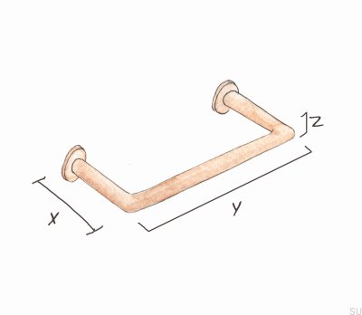 Tirador para mueble alargado 1353 96 Oro Latón Sin pintar Cuero marrón natural