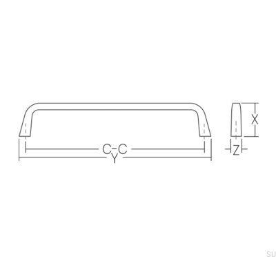 Tirador para mueble rectangular 21213128 Silver Brushed (aspecto aluminio)