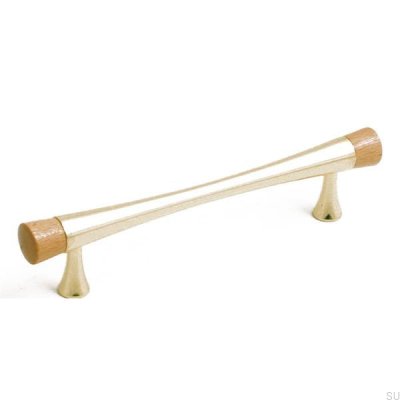 Tirador para mueble alargado 4955 Gold con elementos de madera