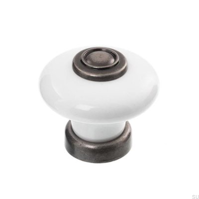 Pomo para mueble 3851 Porcelana con negro envejecido