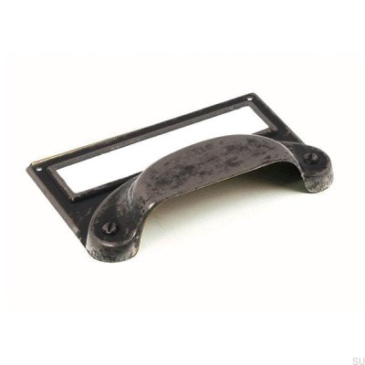 Tirador para mueble Shell con etiqueta Antique Black