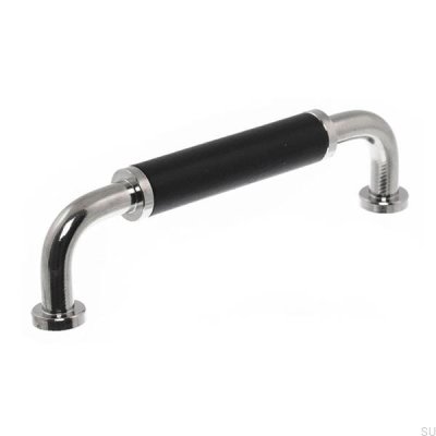 Tirador para mueble alargado 4820 96 Níquel pulido con negro