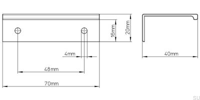 Tirador de borde para mueble 2446 Metal negro