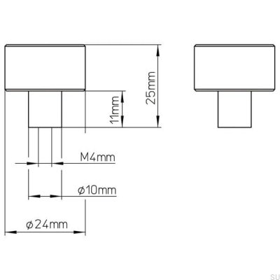 Pomo para mueble 2464 24 Níquel cepillado