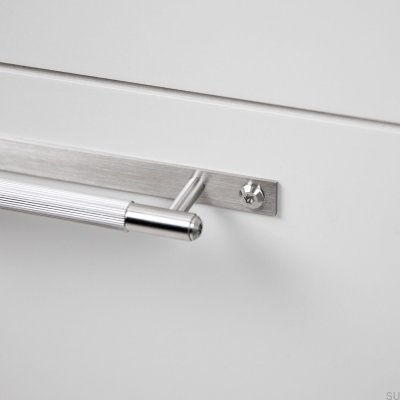 Tirador para muebles alargado de placa lineal de acero 125 plateado con almohadilla