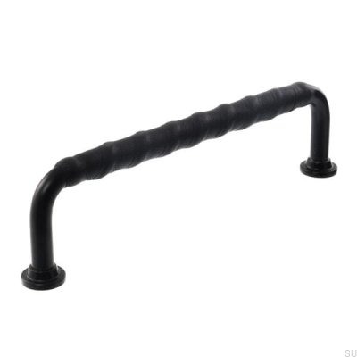 Tirador para mueble longitudinal LL 1353 96 Negro con cuero negro