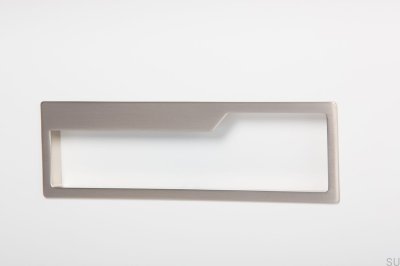 Tirador para mueble empotrado Pocket 192 Níquel cepillado y blanco