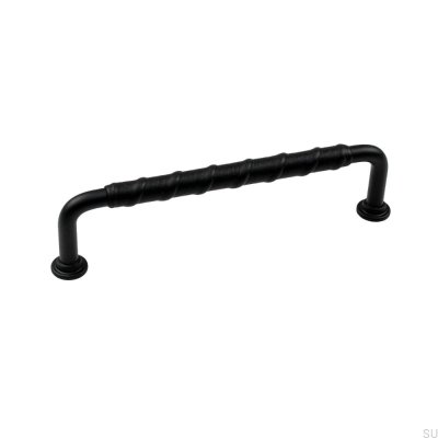 Tirador para mueble alargado 1353128 Metal negro Cuero negro