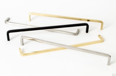 Tirador para mueble alargado Rosca 224, Acero, Cepillado