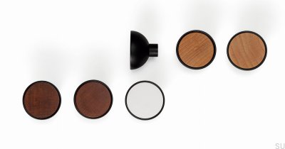 Pomo para mueble Bol Black con madera de sapeli