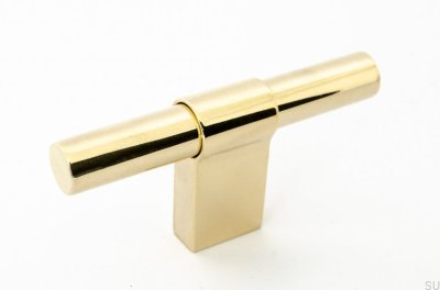 Pomo para mueble T-Bar Line Big 12, latón pulido, sin barnizar