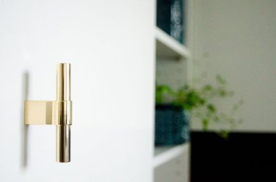 Pomo para mueble T-Bar Line Big 12, latón pulido, sin barnizar