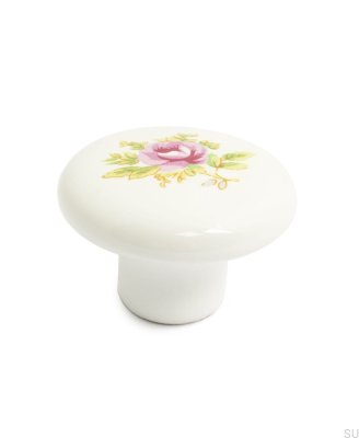 Andreas Pomo para mueble Porcelánico blanco con rosa (2 piezas)
