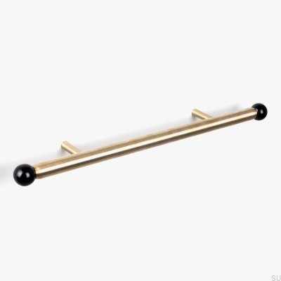 Tirador para mueble alargado Kirke Railing 160, Latón, Cepillado y Negro