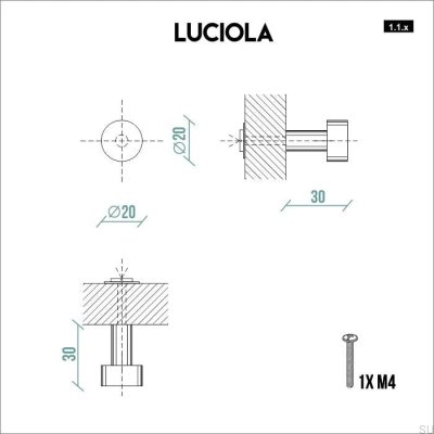 Pomo para mueble Luciola 20 Acero cepillado