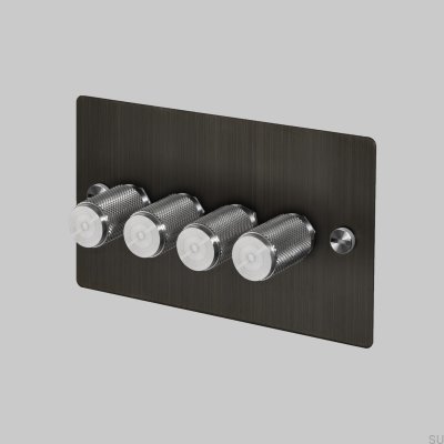 Regulador de intensidad LED Cross 4G de 120 W, latón bronce quemado con plata, estándar británico.