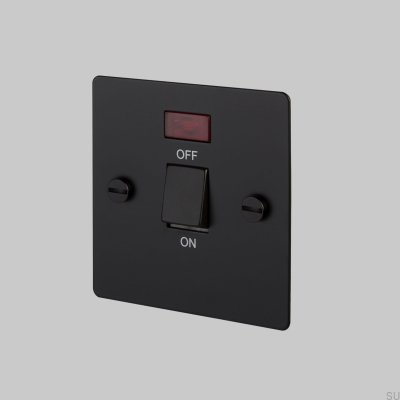 Interruptor aislador bipolar de 20 A, acero, negro, estándar británico