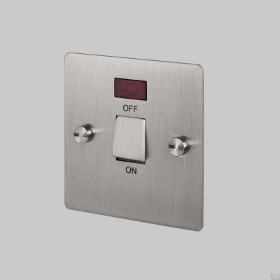 Interruptor aislador bipolar de 20 A, acero plateado, estándar británico