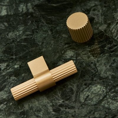 Pomo para mueble T-Bar Helix Stripe Brushed Gold