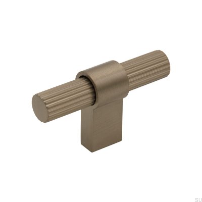 Pomo para muebles T-Bar Helix Stripe Metal cepillado plateado (aspecto inox)