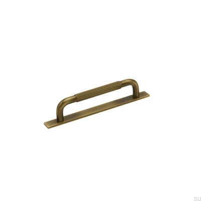 Tirador alargado para mueble con arandela Helix Stripe 128 Bronce envejecido