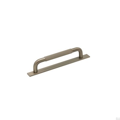 Tirador alargado para mueble con arandela Helix Stripe 128, plateado cepillado