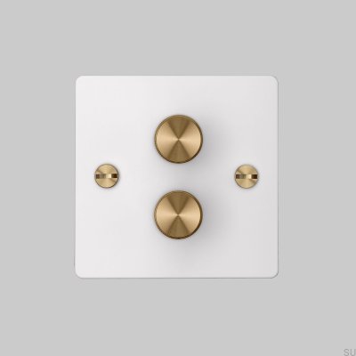 Regulador de intensidad LED Cross 2G 120W Acero Blanco con Latón Estándar Británico