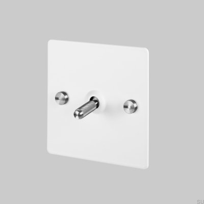 Interruptor de cruce simple Cruz 1G Acero Blanco con Plata Estándar Británico