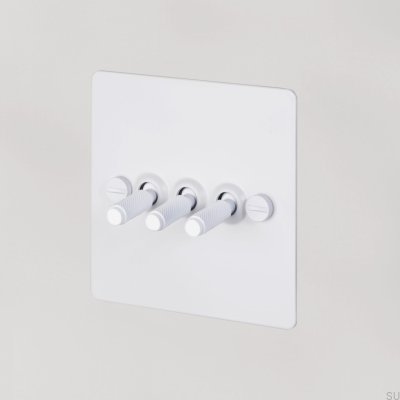 Triple interruptor cruzado 3G acero blanco estándar británico