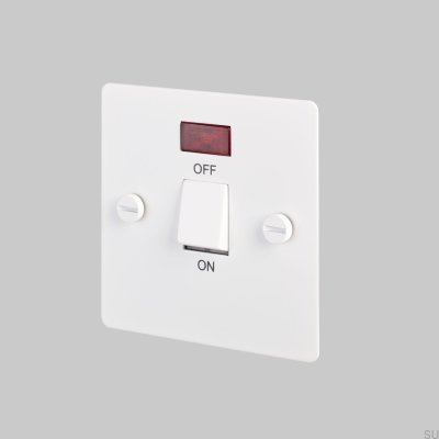Interruptor aislador bipolar de 20 A, acero blanco, estándar británico