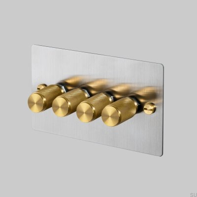Regulador de intensidad LED Cross 4G de 120 W, acero plateado con latón, estándar británico