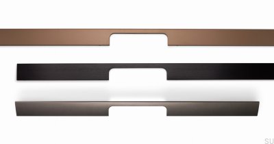 Tirador alargado para mueble Peak 448, aluminio negro cepillado