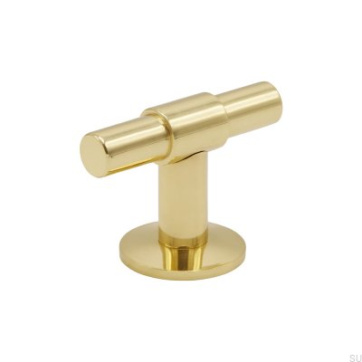 Perilla uniforme para muebles con barra en T, latón pulido