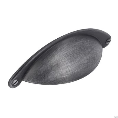 Tirador para mueble Shell 1761 64 Plata Antigua Cepillado