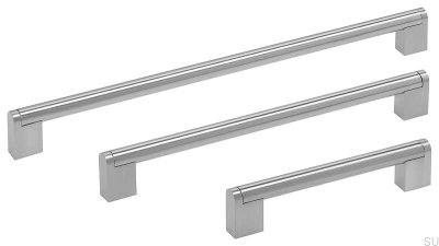 Tirador para mueble rectangular Boss 192, pulido plateado (aspecto inox)