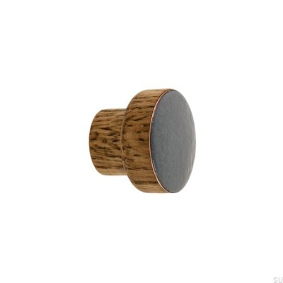 Pomo para mueble Simple, Madera, Esmaltado, Gris Oscuro, Tintado Aceite
