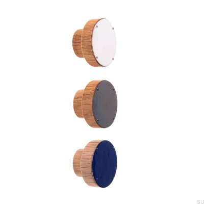 Pomo para mueble Simple, Madera, Esmaltado, Azul grisáceo, Tinte al aceite