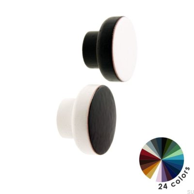 Pomo para mueble Simple Blanco 40 Madera Esmalte Negro