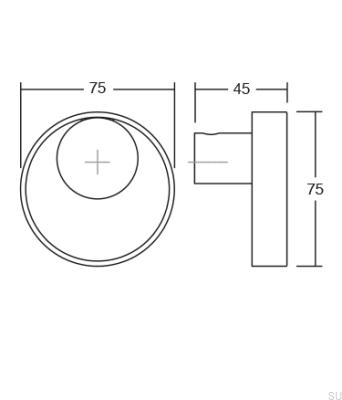 Colgador de pared Orbit 75 negro con acabado dorado cepillado Eco