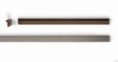 Tirador para mueble alargado Angle 300. Aluminio.Metálico.Marrón