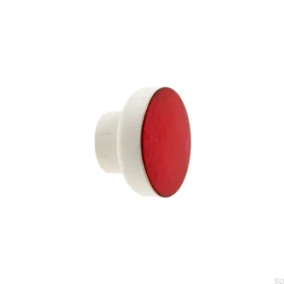 Pomo para mueble Simple Blanco 40 Madera Esmaltada Rojo