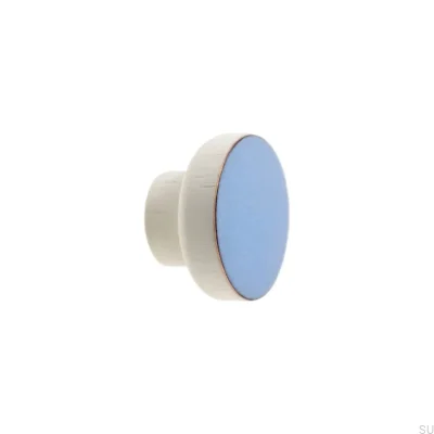 Pomo para mueble Simple Blanco 40 Madera Esmaltada Azul Claro