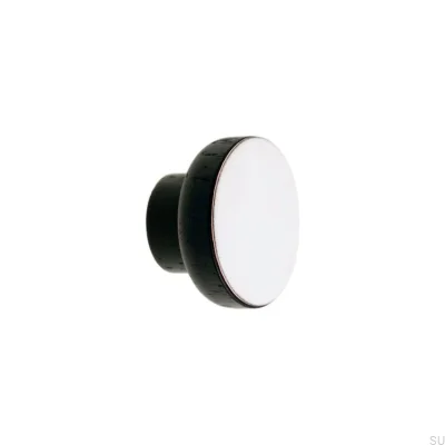 Pomo para mueble Simple Black 40 Madera Esmalte Blanco