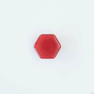 Pomo para mueble de cristal hexagonal rojo