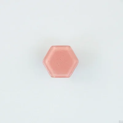 Tirador para mueble de cristal hexagonal rosa